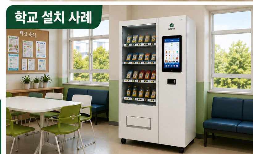 학교 휴게 공간에 설치된 무인자판기